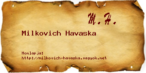 Milkovich Havaska névjegykártya